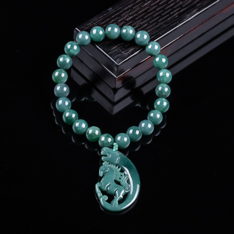Jewelry & Watches Sp Z Oo Ul Frezerów 3 - Natural Jadeite Blue Water Zodiac Horse