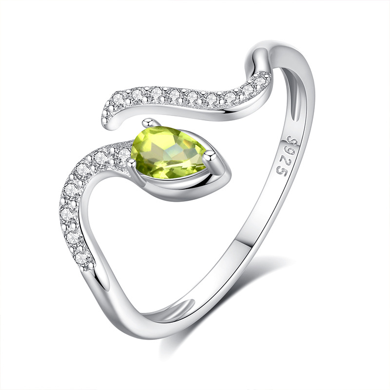 Birthstone Ring Set - 925 Sterling Silver Wedding Snake Shape
