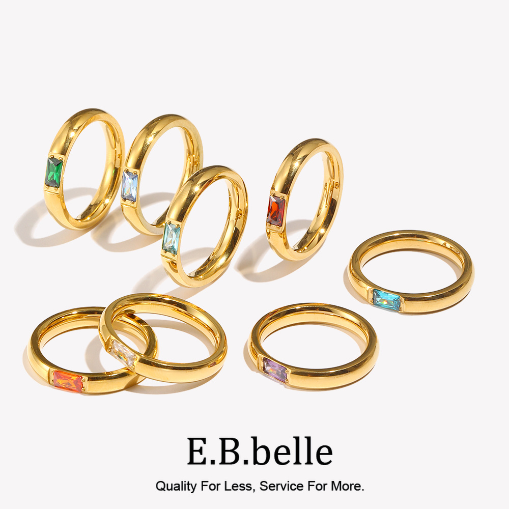 E.B.belle 18K Gold Plated Shin - đánh giá và giá Birthstone Ring Set