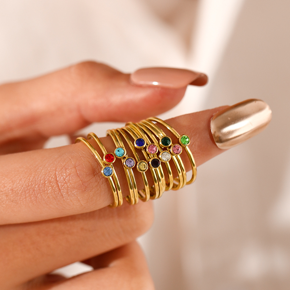 Stainless Steel Birthstone Rin - đánh giá và giá Birthstone Ring Set