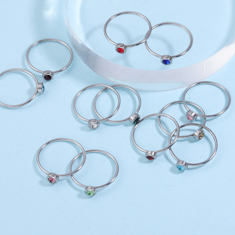 Stainless Steel Birthstone Rin - đánh giá và giá Birthstone Ring Set