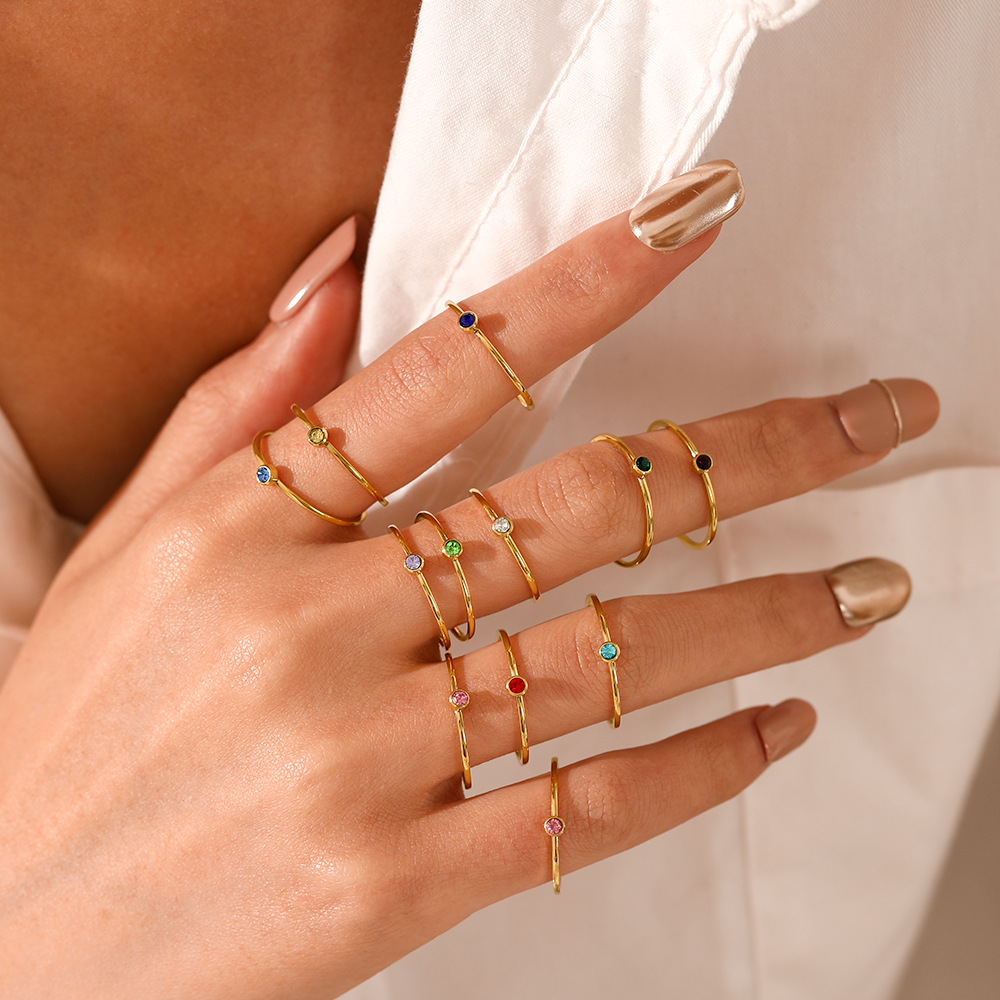 Stainless Steel Birthstone Rin - đánh giá và giá Birthstone Ring Set